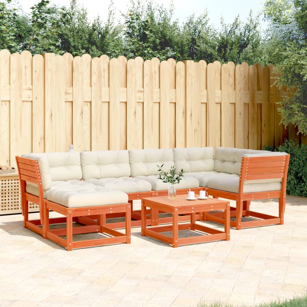 6-delige Loungeset met kussens massief grenenhout wasbruin is nu te koop bij PeponiXL, paradijselijk wonen!