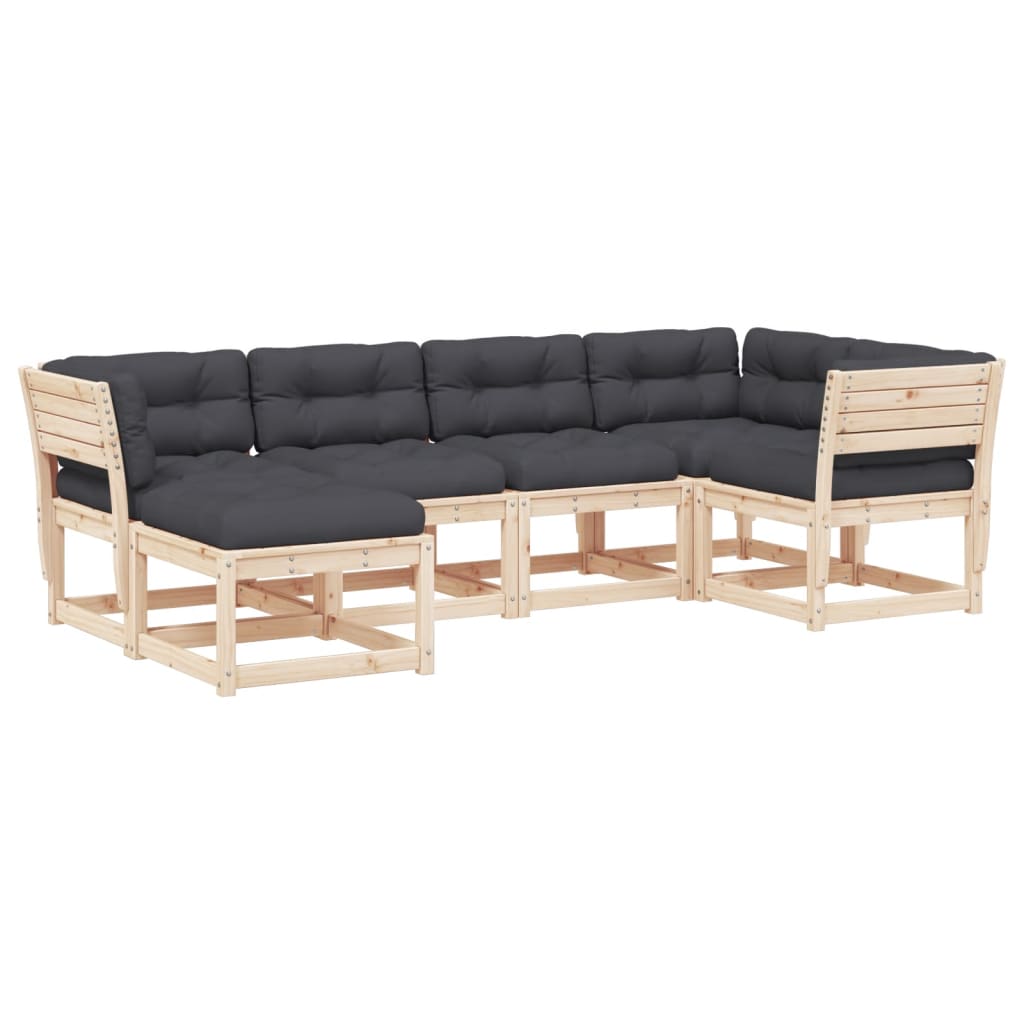 6-delige Loungeset met kussens massief grenenhout is nu te koop bij PeponiXL, paradijselijk wonen!