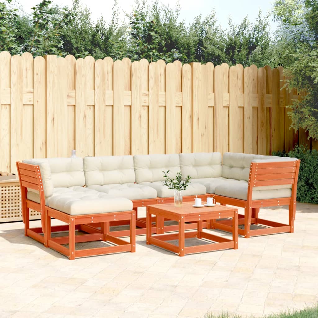 6-delige Loungeset met kussens massief grenenhout wasbruin is nu te koop bij PeponiXL, paradijselijk wonen!