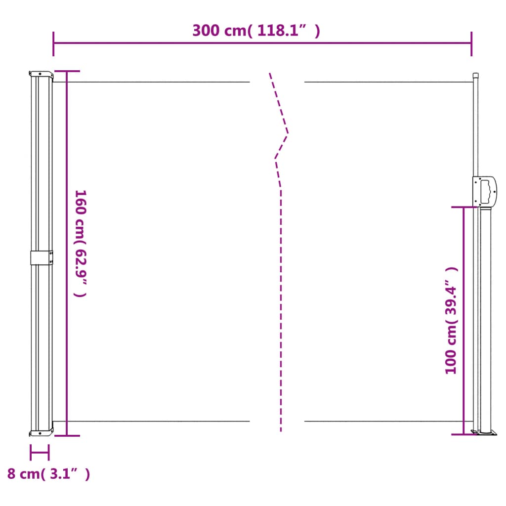 Windscherm uittrekbaar 160x300 cm bruin is nu te koop bij PeponiXL, paradijselijk wonen!