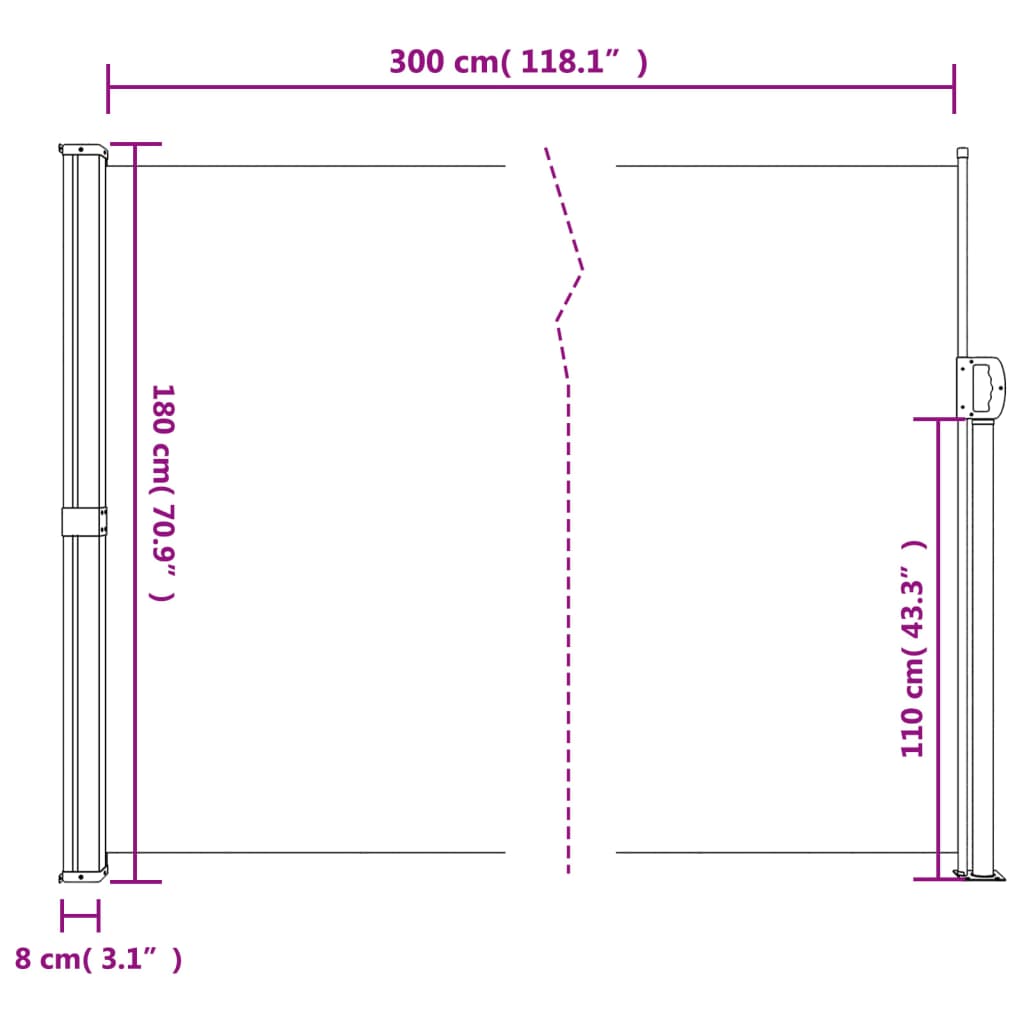Windscherm uittrekbaar 180x300 cm bruin is nu te koop bij PeponiXL, paradijselijk wonen!