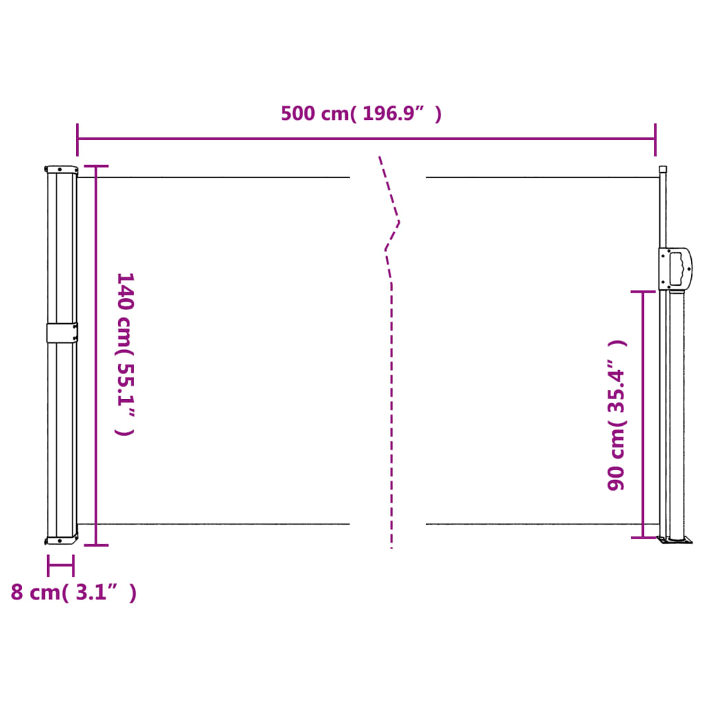 Windscherm uittrekbaar 140x500 cm crèmekleurig is nu te koop bij PeponiXL, paradijselijk wonen!