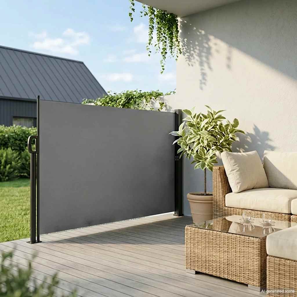 Windscherm uittrekbaar 160x500 cm antracietkleurig is nu te koop bij PeponiXL, paradijselijk wonen!