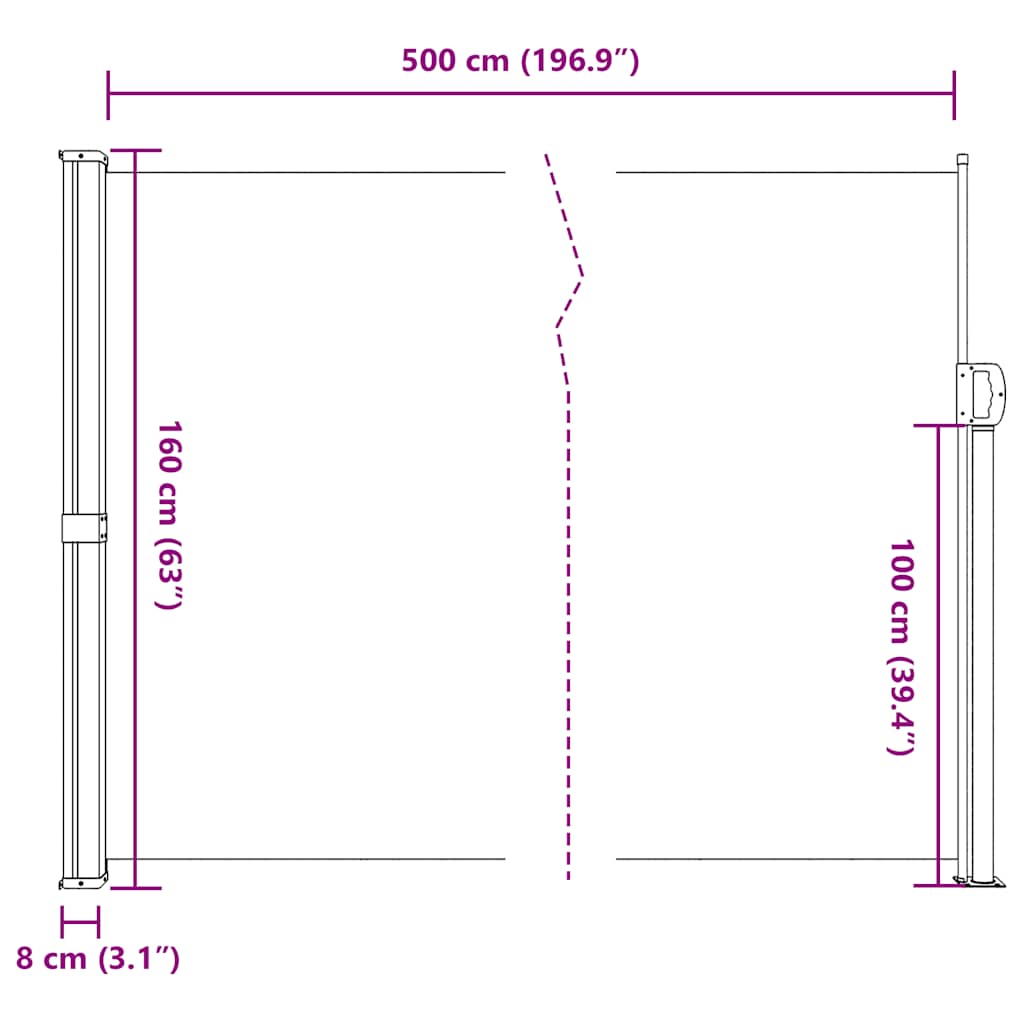 Windscherm uittrekbaar 160x500 cm antracietkleurig is nu te koop bij PeponiXL, paradijselijk wonen!