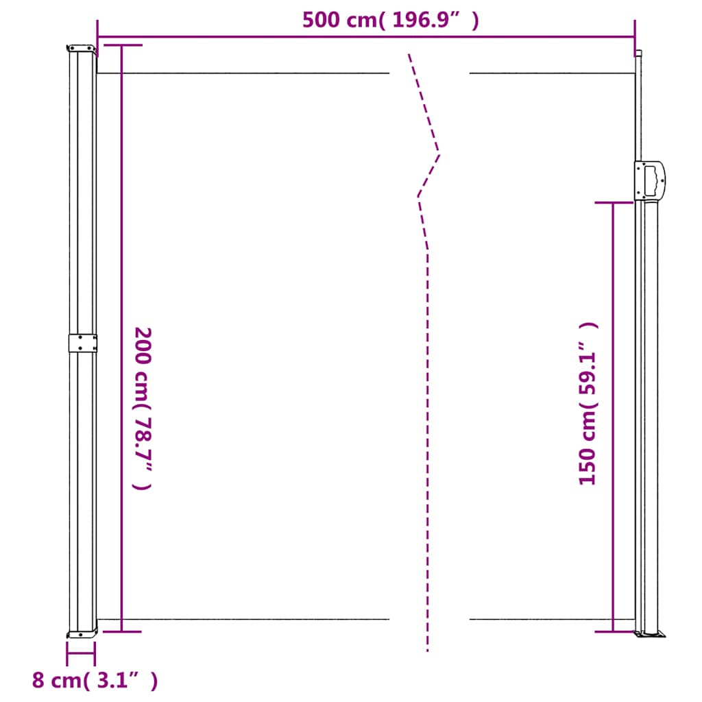 Windscherm uittrekbaar 200x500 cm zwart is nu te koop bij PeponiXL, paradijselijk wonen!