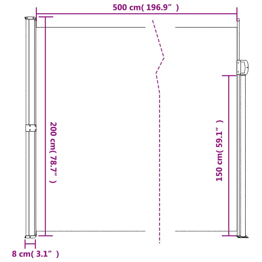 Windscherm uittrekbaar 200x500 cm bruin is nu te koop bij PeponiXL, paradijselijk wonen!