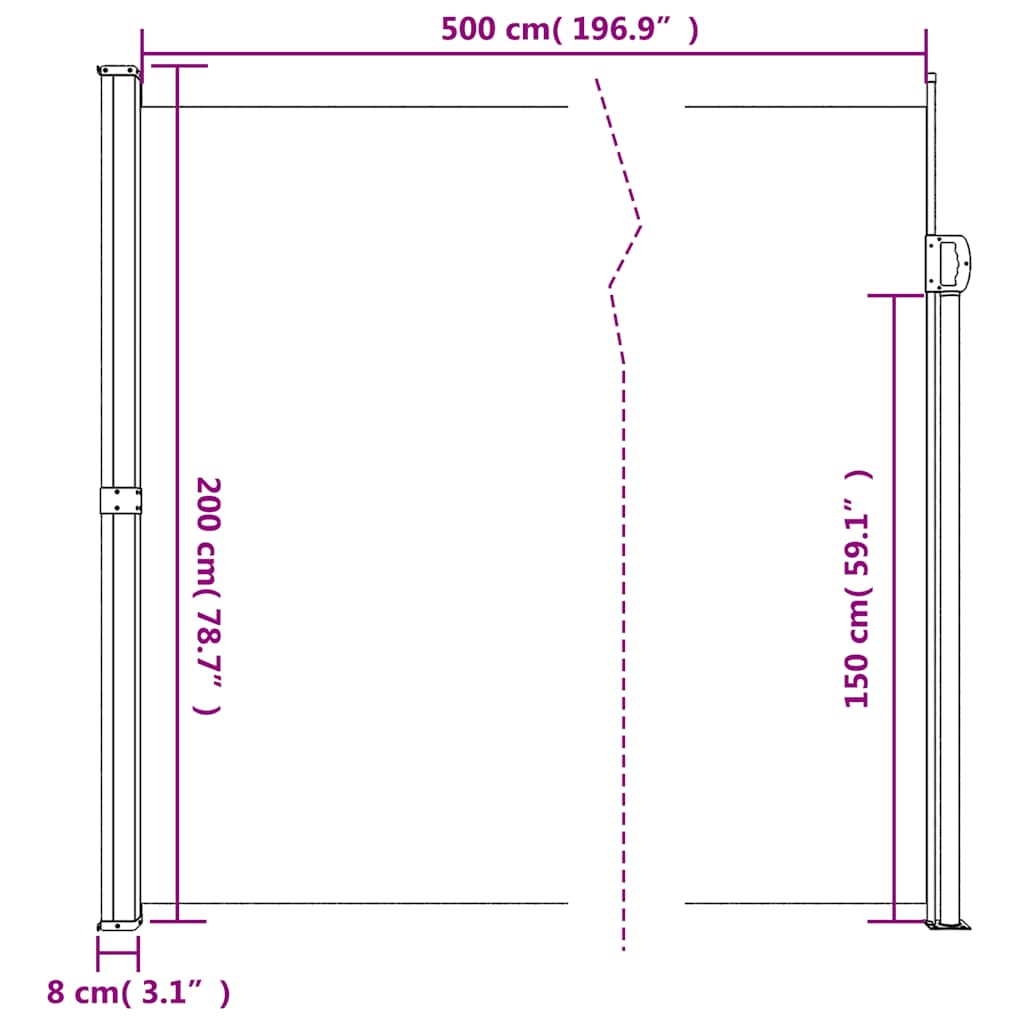 Windscherm uittrekbaar 200x500 cm donkergroen is nu te koop bij PeponiXL, paradijselijk wonen!