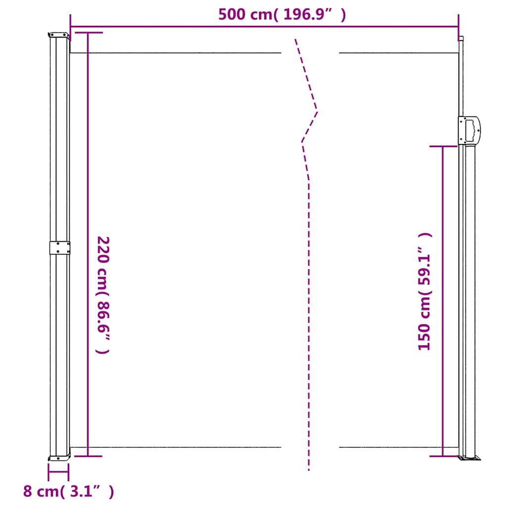 Windscherm uittrekbaar 220x500 cm zwart is nu te koop bij PeponiXL, paradijselijk wonen!