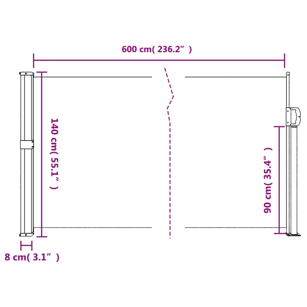 Windscherm uittrekbaar 140x600 cm wit is nu te koop bij PeponiXL, paradijselijk wonen!