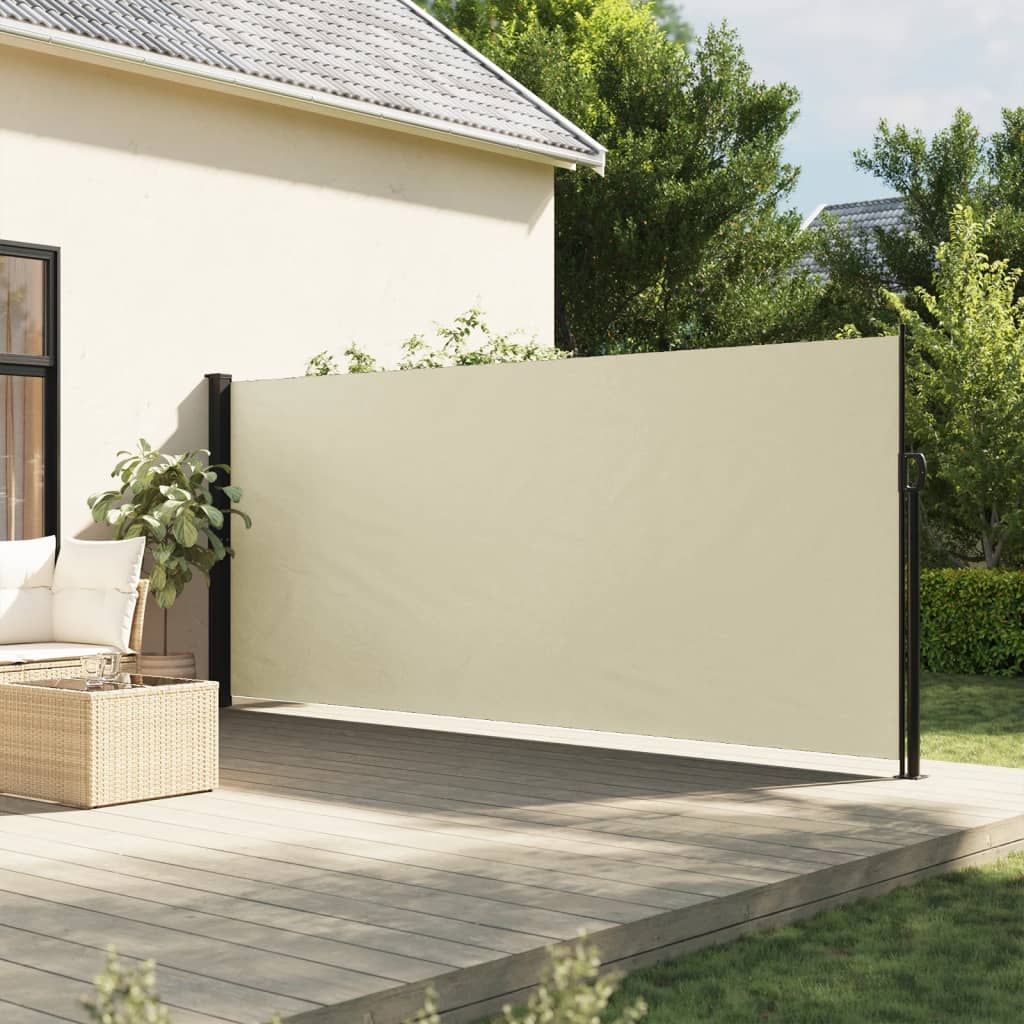 Windscherm uittrekbaar 160x600 cm crèmekleurig is nu te koop bij PeponiXL, paradijselijk wonen!