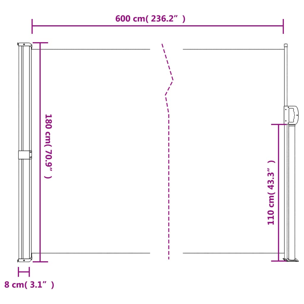 Tuinscherm uittrekbaar 180x600 cm donkergroen is nu te koop bij PeponiXL, paradijselijk wonen!