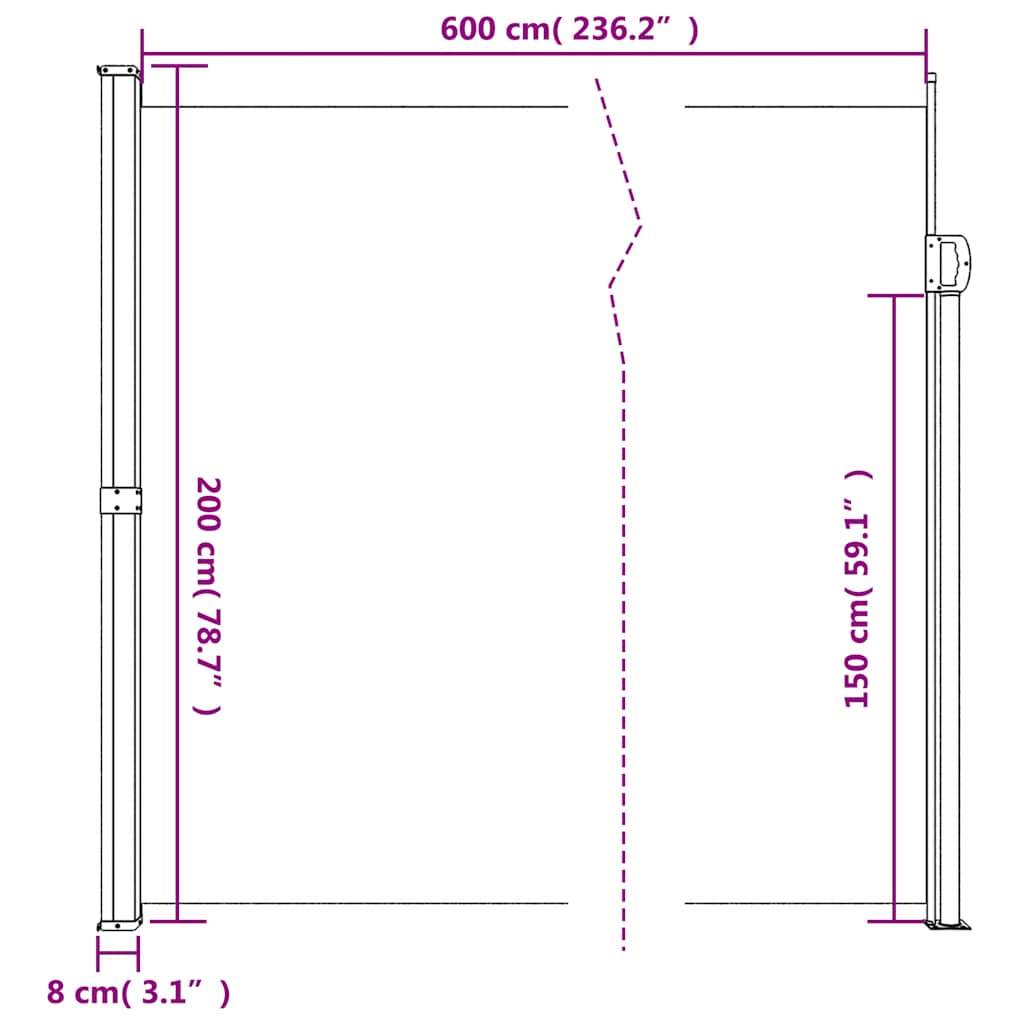 Windscherm uittrekbaar 200x600 cm zwart is nu te koop bij PeponiXL, paradijselijk wonen!