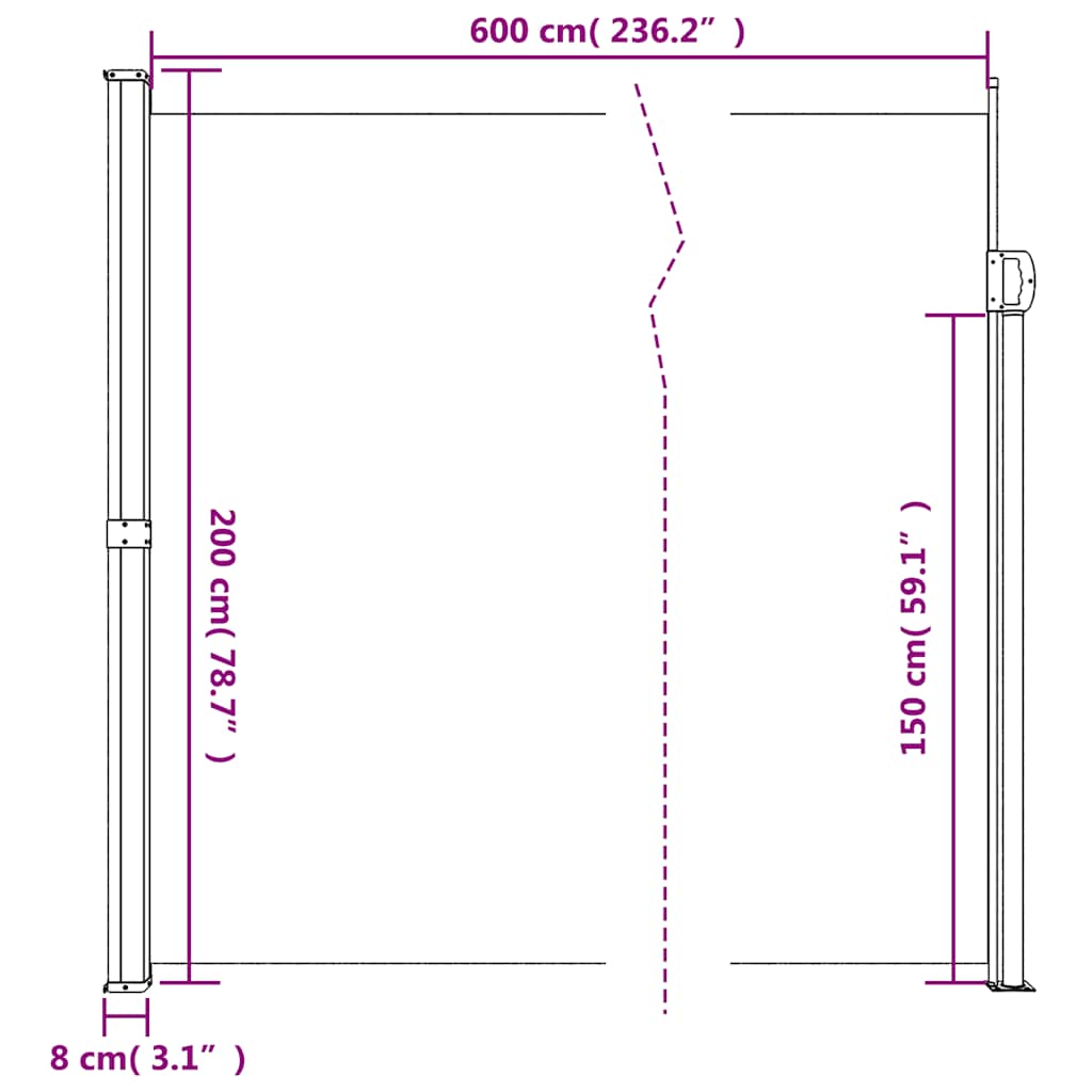 Windscherm uittrekbaar 200x600 cm wit is nu te koop bij PeponiXL, paradijselijk wonen!