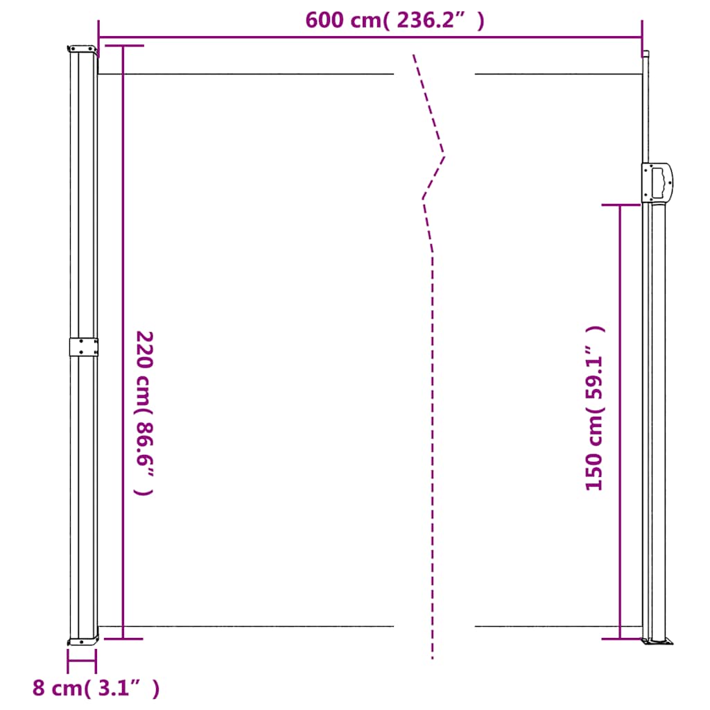 Windscherm uittrekbaar 220x600 cm bruin is nu te koop bij PeponiXL, paradijselijk wonen!