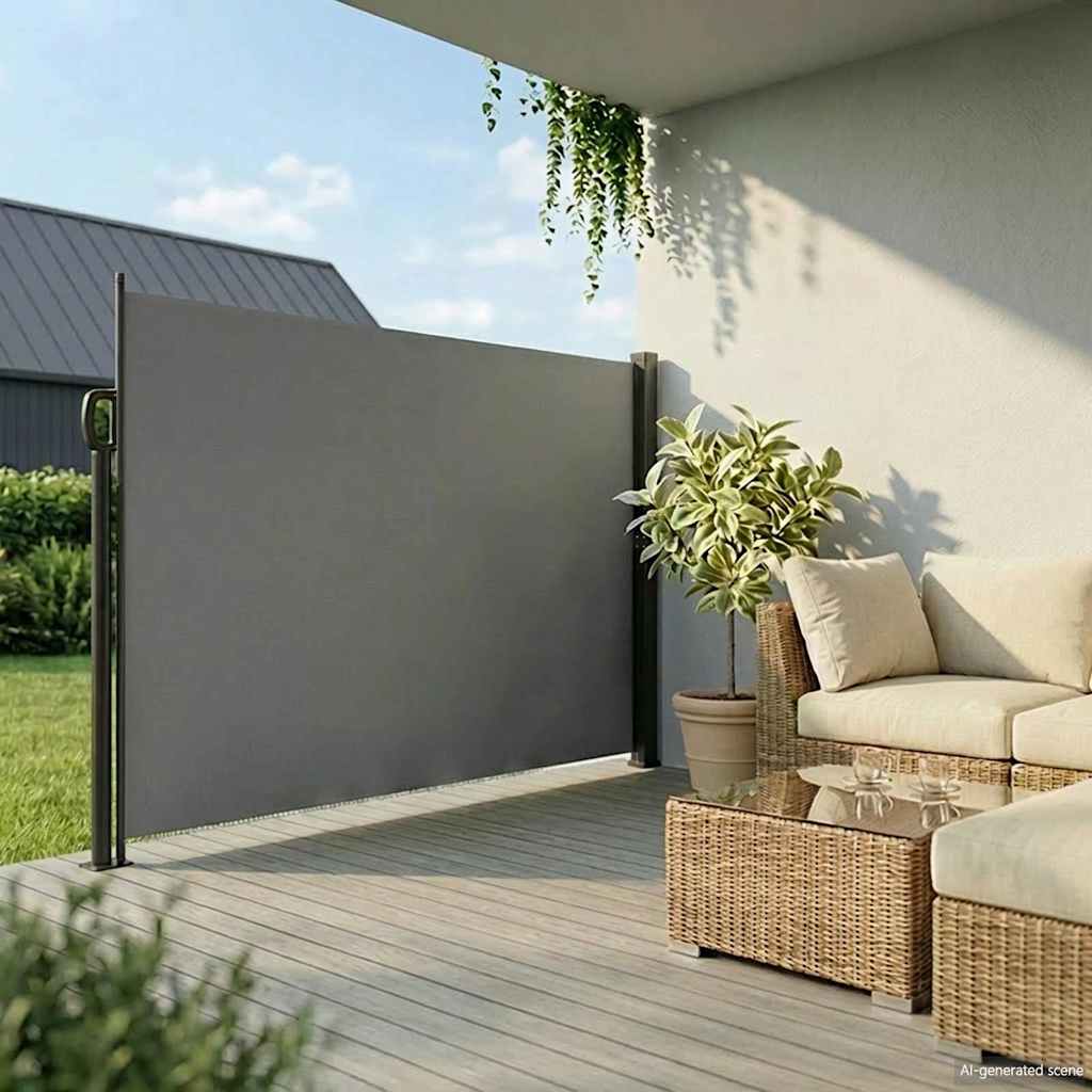 Windscherm uittrekbaar 220x600 cm antracietkleurig is nu te koop bij PeponiXL, paradijselijk wonen!