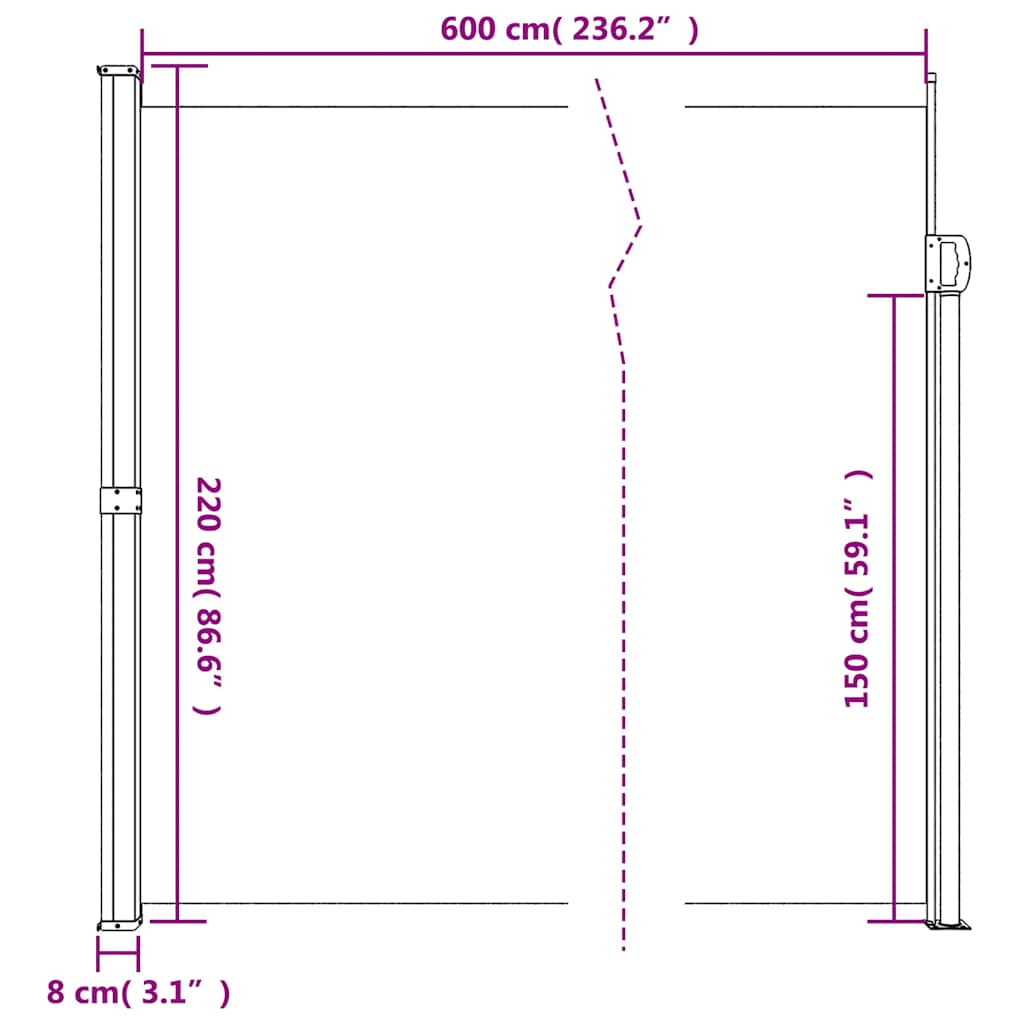 Windscherm uittrekbaar 220x600 cm antracietkleurig is nu te koop bij PeponiXL, paradijselijk wonen!