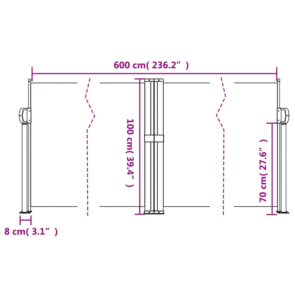 Windscherm uittrekbaar 100x600 cm antraciet is nu te koop bij PeponiXL, paradijselijk wonen!