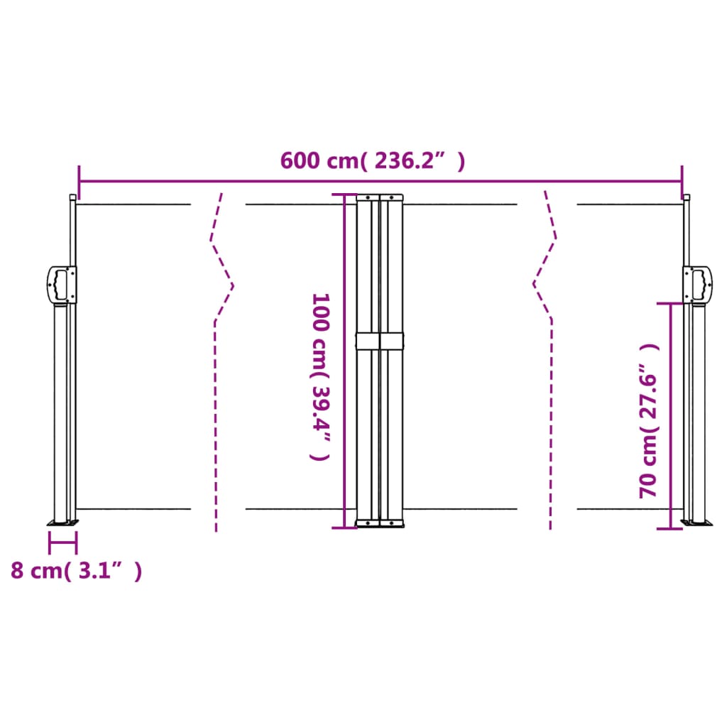 Windscherm uittrekbaar 100x600 cm wit is nu te koop bij PeponiXL, paradijselijk wonen!