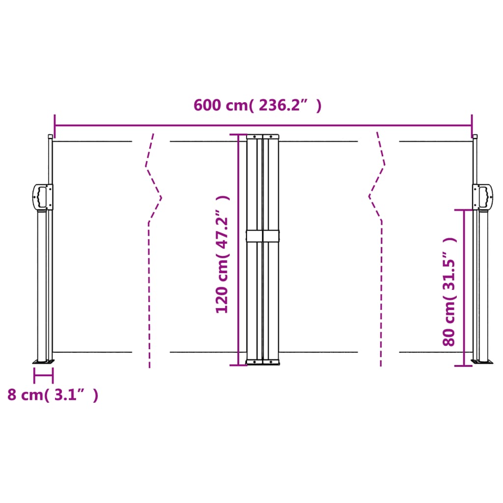 Windscherm uittrekbaar 120x600 cm beige is nu te koop bij PeponiXL, paradijselijk wonen!