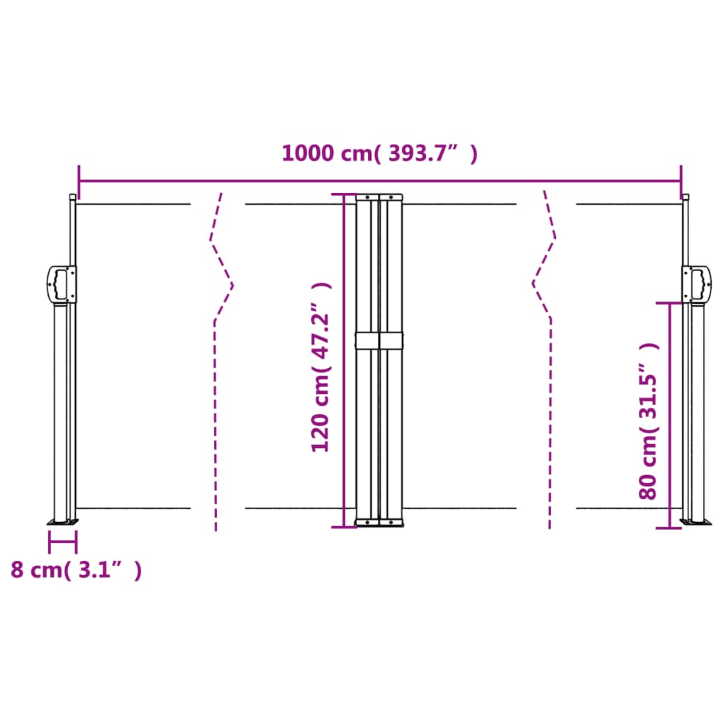 Windscherm uittrekbaar 120x1000 cm zwart is nu te koop bij PeponiXL, paradijselijk wonen!