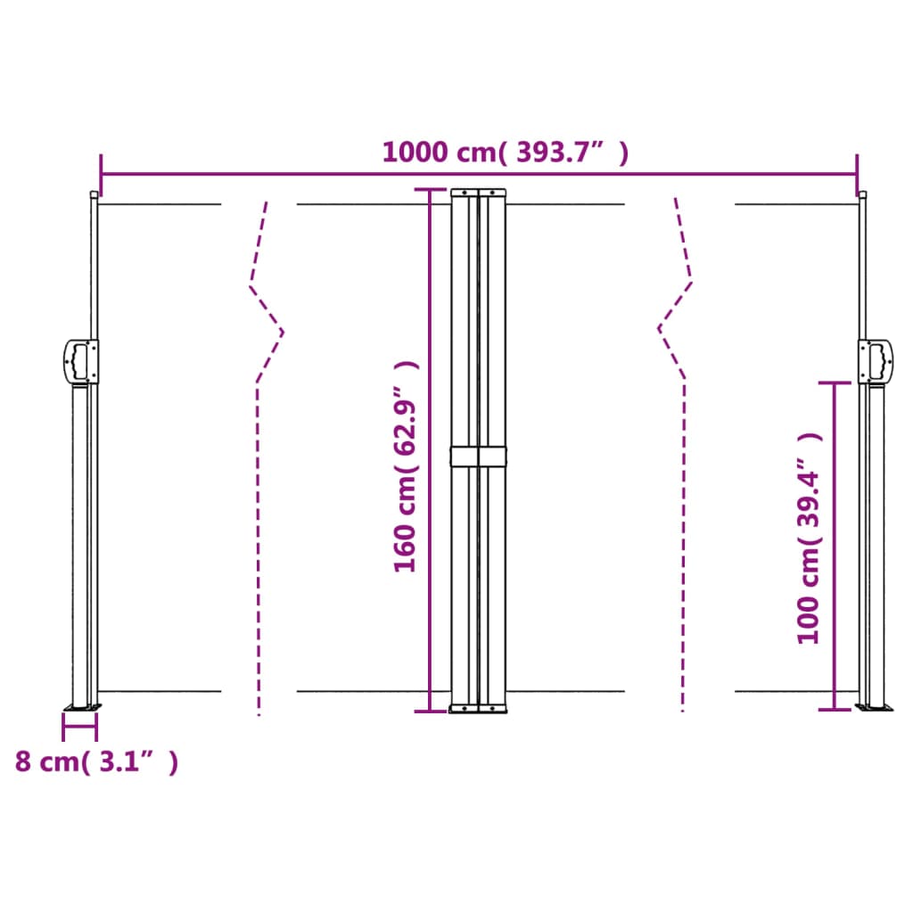 Windscherm uittrekbaar 160x1000 cm crèmekleurig is nu te koop bij PeponiXL, paradijselijk wonen!