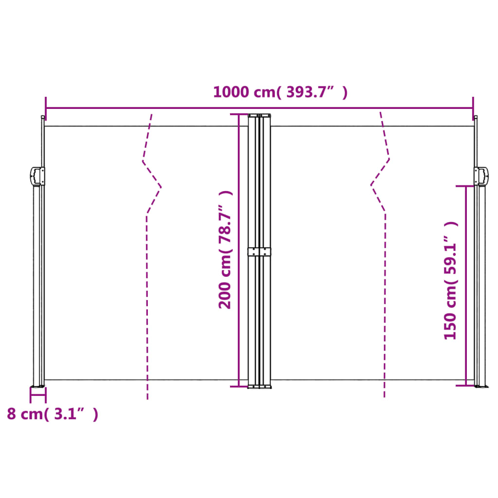 Windscherm uittrekbaar 200x1000 cm rood is nu te koop bij PeponiXL, paradijselijk wonen!