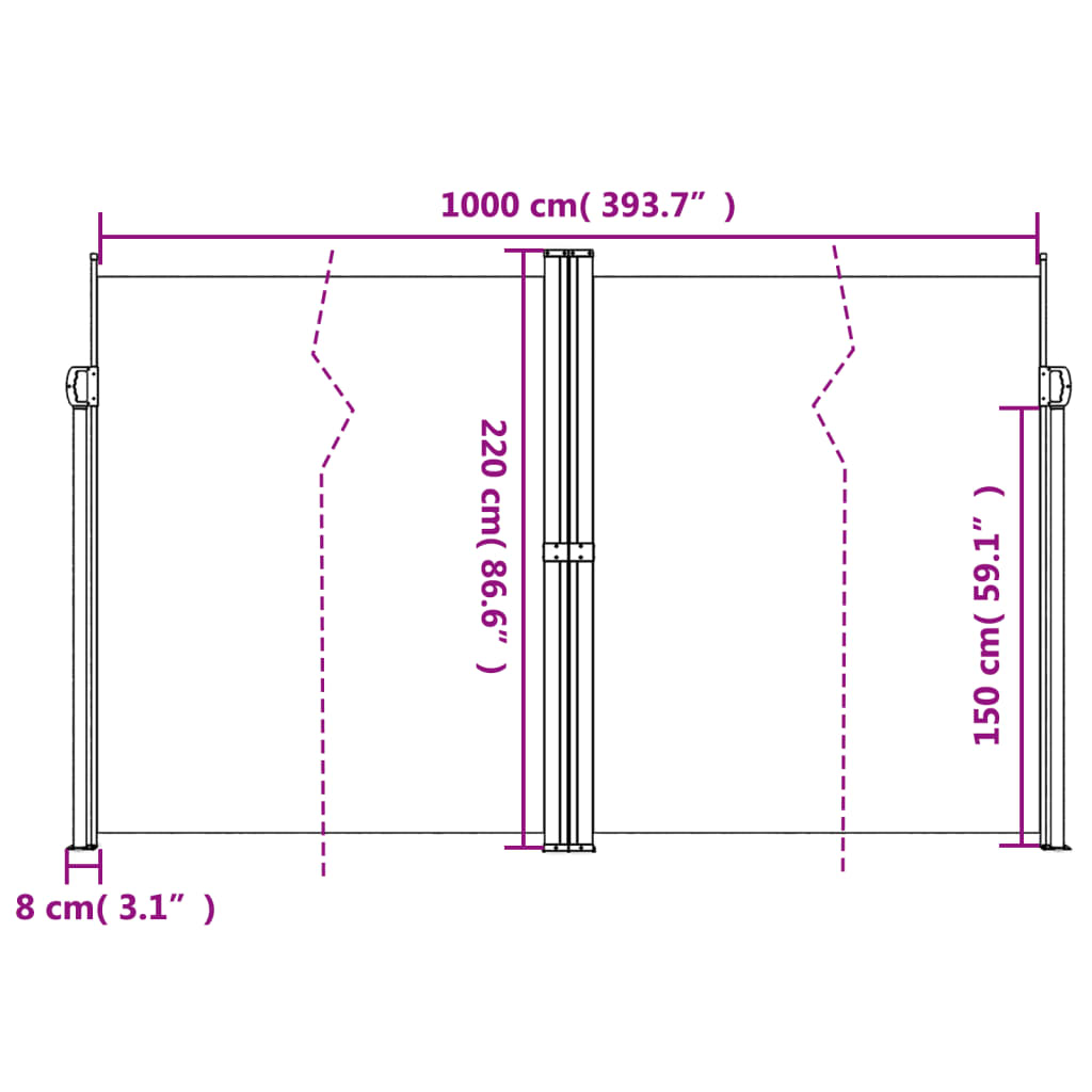 Windscherm uittrekbaar 220x1000 cm rood is nu te koop bij PeponiXL, paradijselijk wonen!