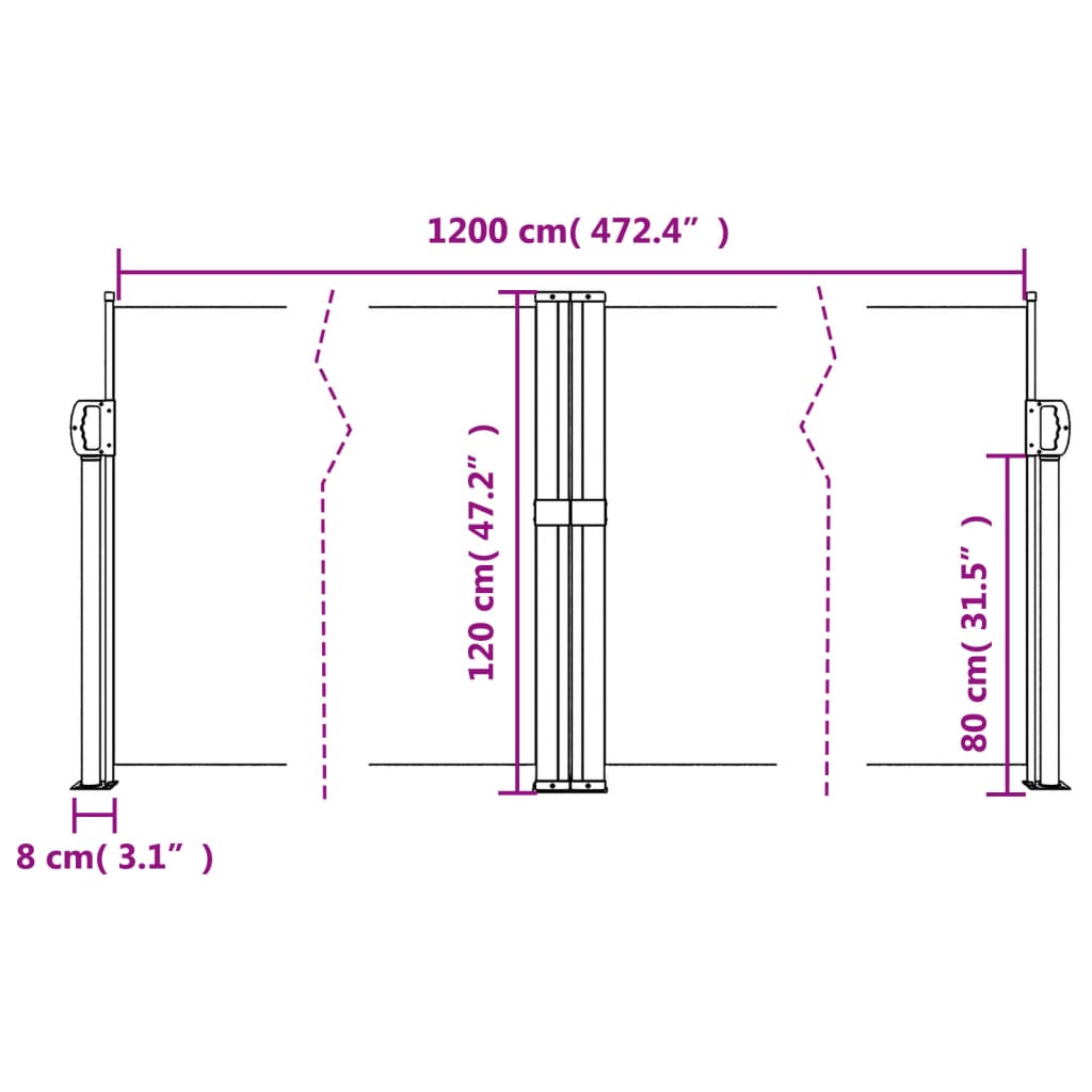 Windscherm uittrekbaar 120x1200 cm crèmekleurig is nu te koop bij PeponiXL, paradijselijk wonen!