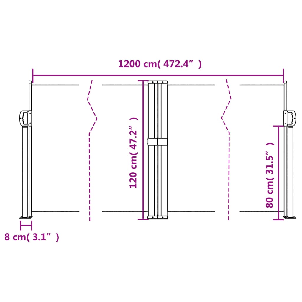 Windscherm uittrekbaar 120x1200 cm bruin is nu te koop bij PeponiXL, paradijselijk wonen!