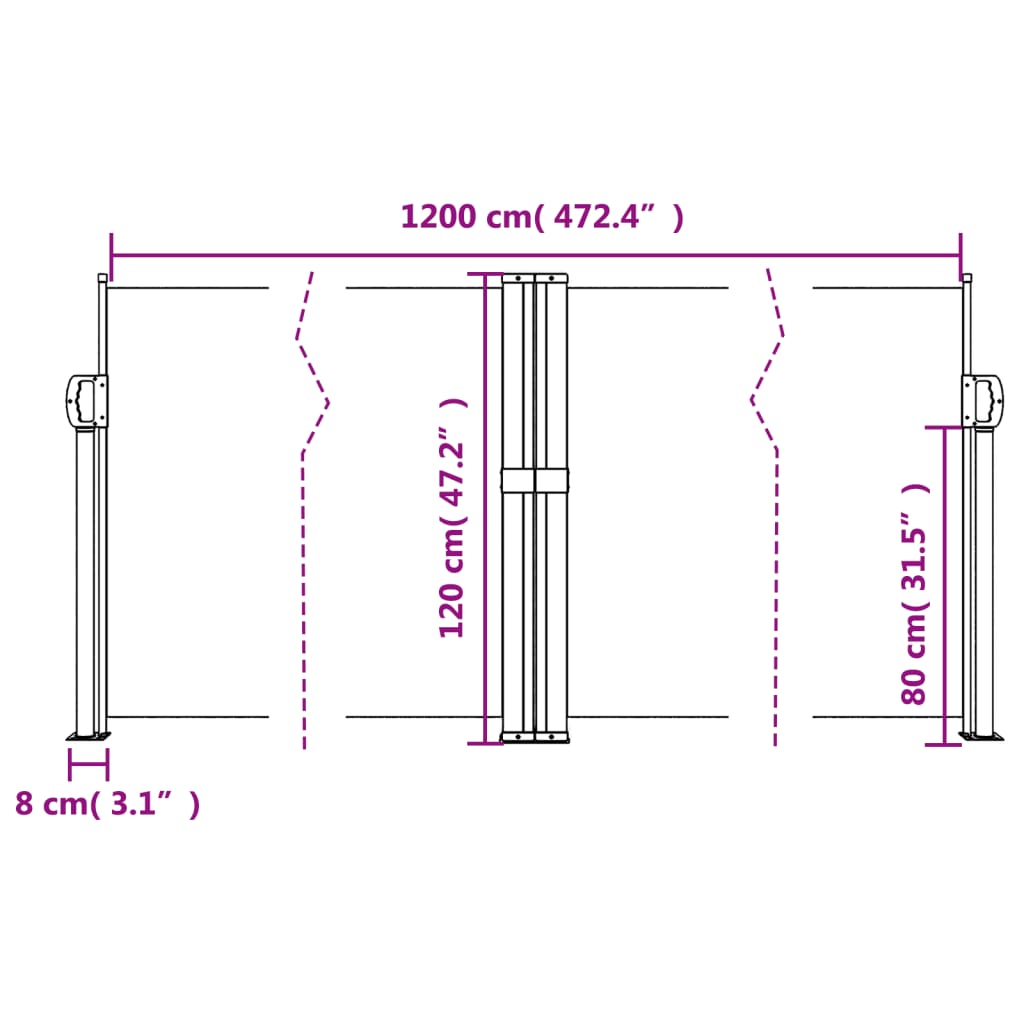 Windscherm uittrekbaar 120x1200 cm taupe is nu te koop bij PeponiXL, paradijselijk wonen!