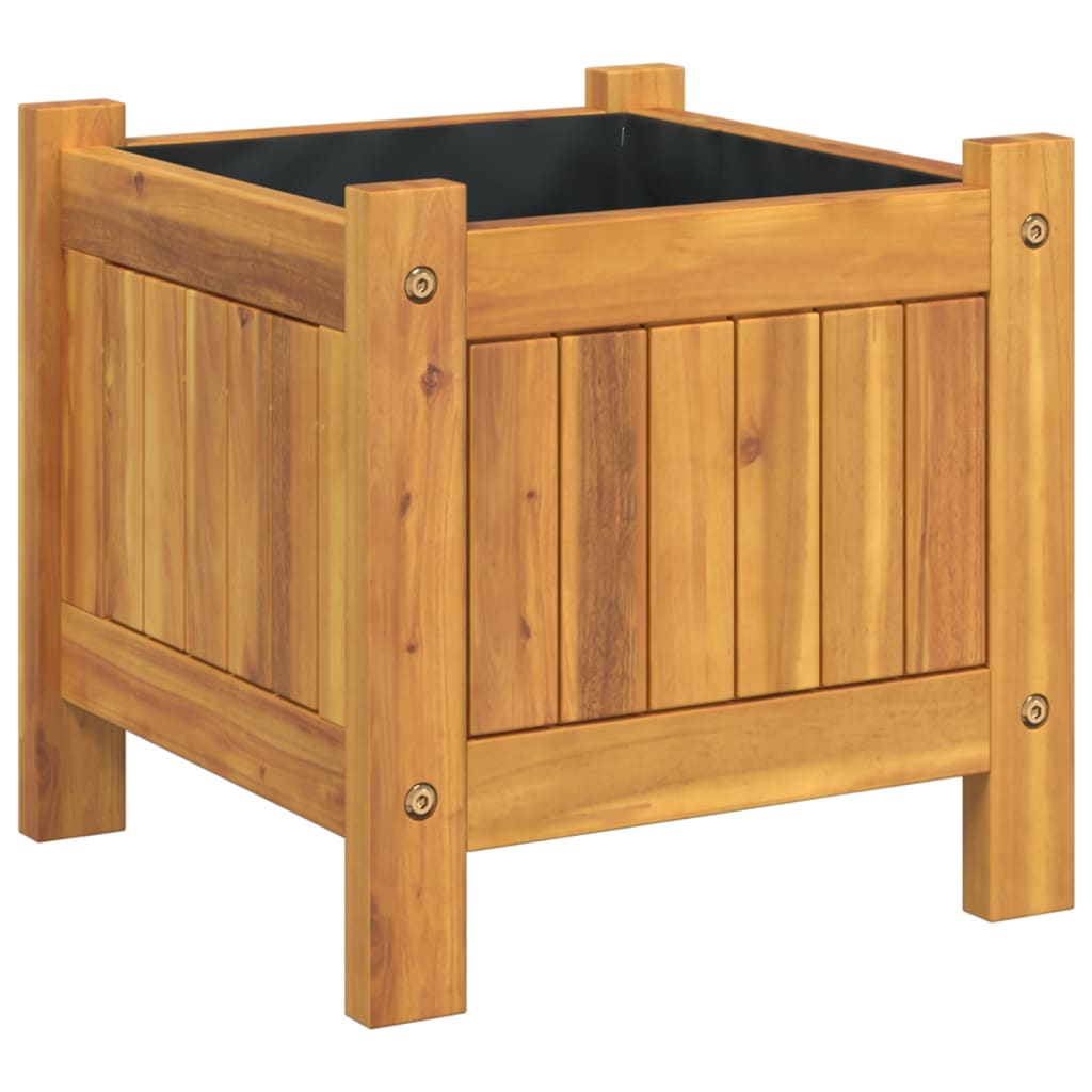 Plantenbak met voering 31x31x30 cm massief acaciahout is nu te koop bij PeponiXL, paradijselijk wonen!