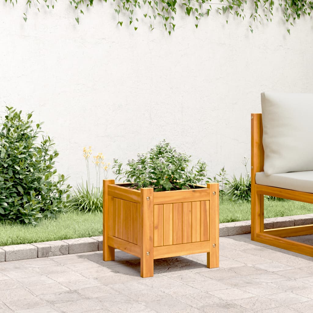 Plantenbak met voering 31x31x30 cm massief acaciahout is nu te koop bij PeponiXL, paradijselijk wonen!