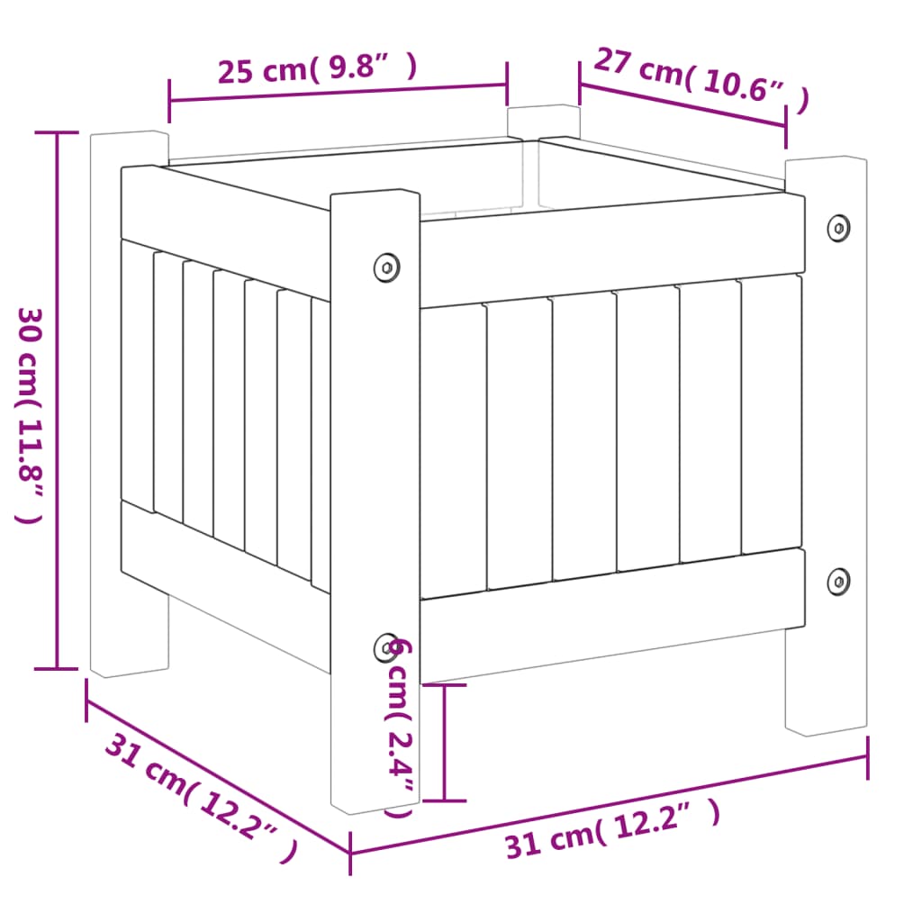 Plantenbak met voering 31x31x30 cm massief acaciahout is nu te koop bij PeponiXL, paradijselijk wonen!