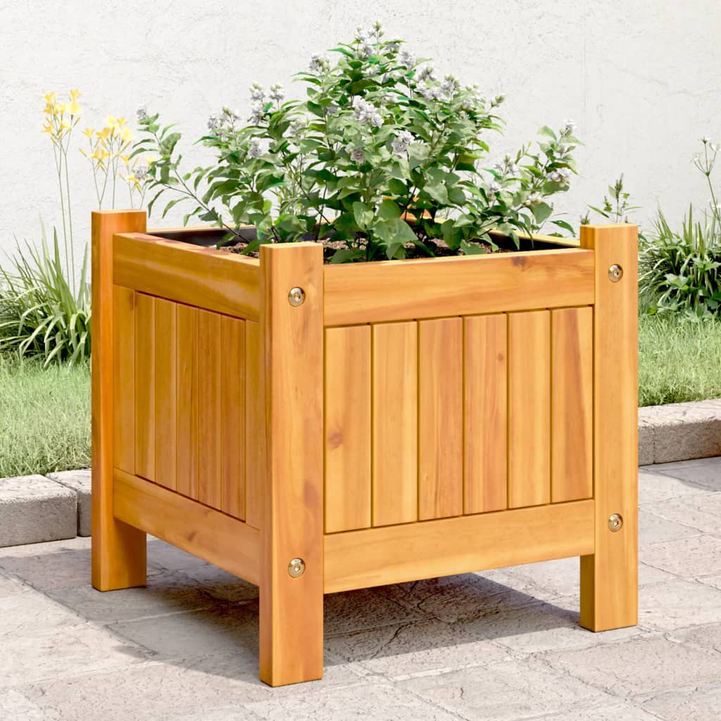 Plantenbak met voering 31x31x30 cm massief acaciahout is nu te koop bij PeponiXL, paradijselijk wonen!
