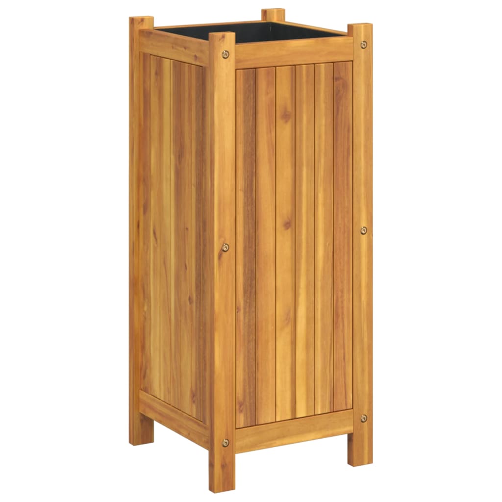Plantenbak met voering 31x31x75 cm massief acaciahout is nu te koop bij PeponiXL, paradijselijk wonen!