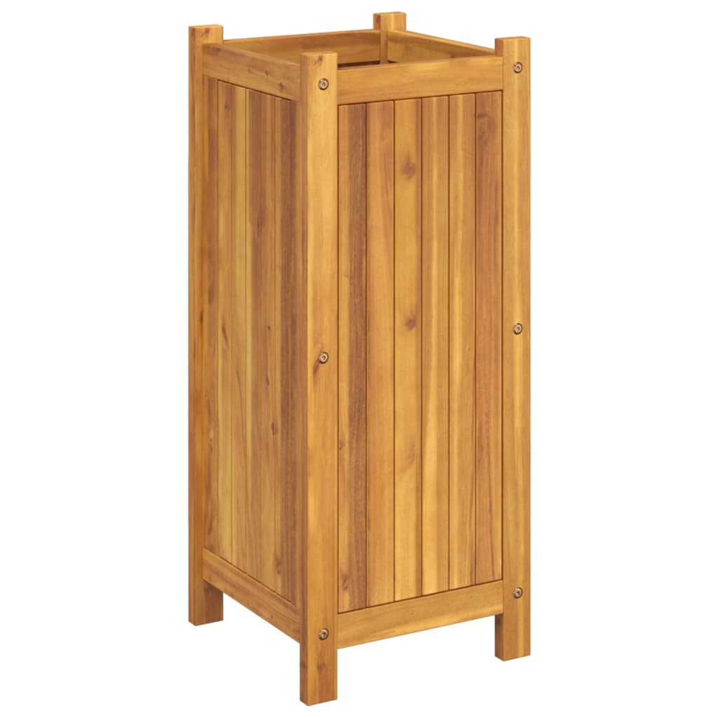 Plantenbak met voering 31x31x75 cm massief acaciahout is nu te koop bij PeponiXL, paradijselijk wonen!