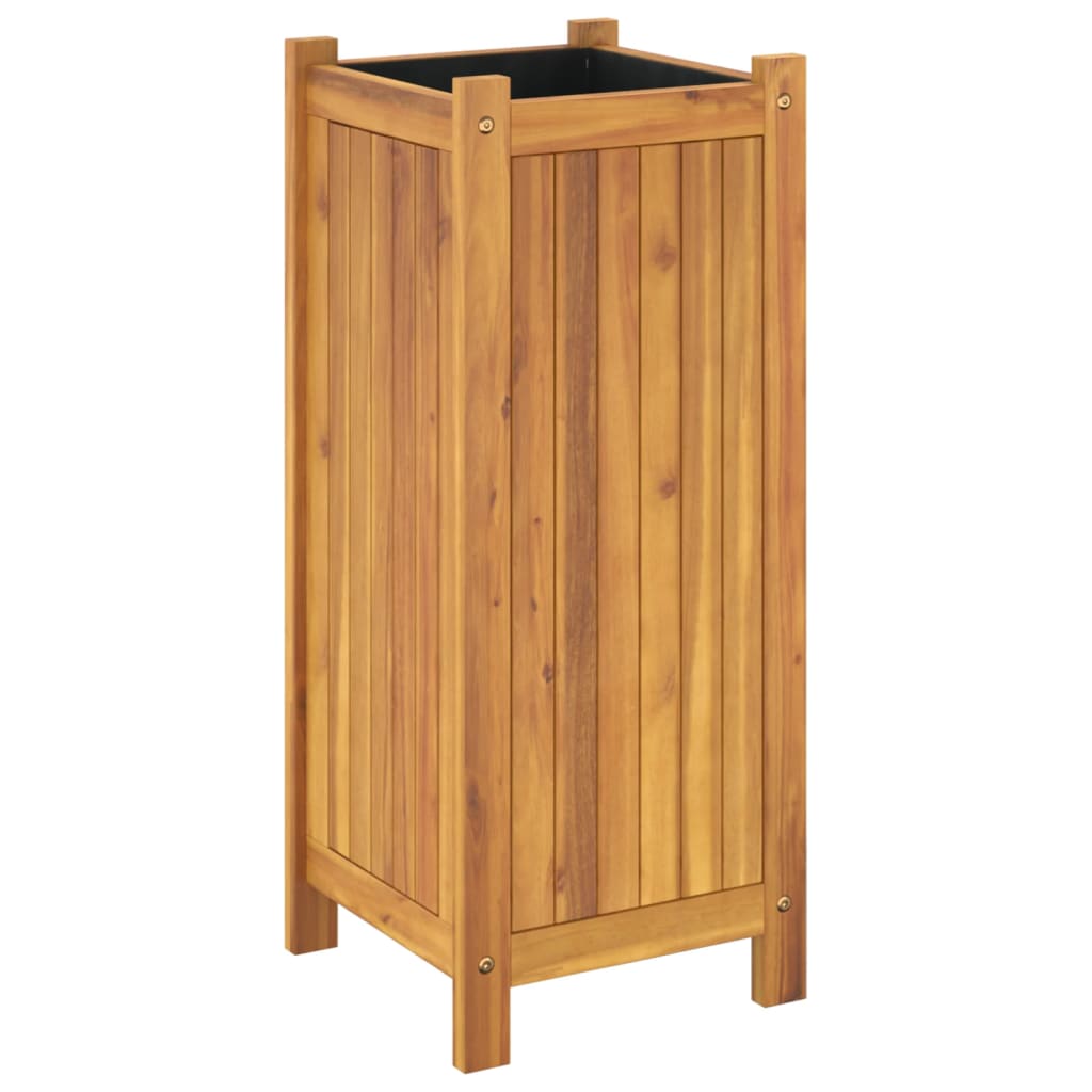 Plantenbak met voering 31x31x75 cm massief acaciahout is nu te koop bij PeponiXL, paradijselijk wonen!