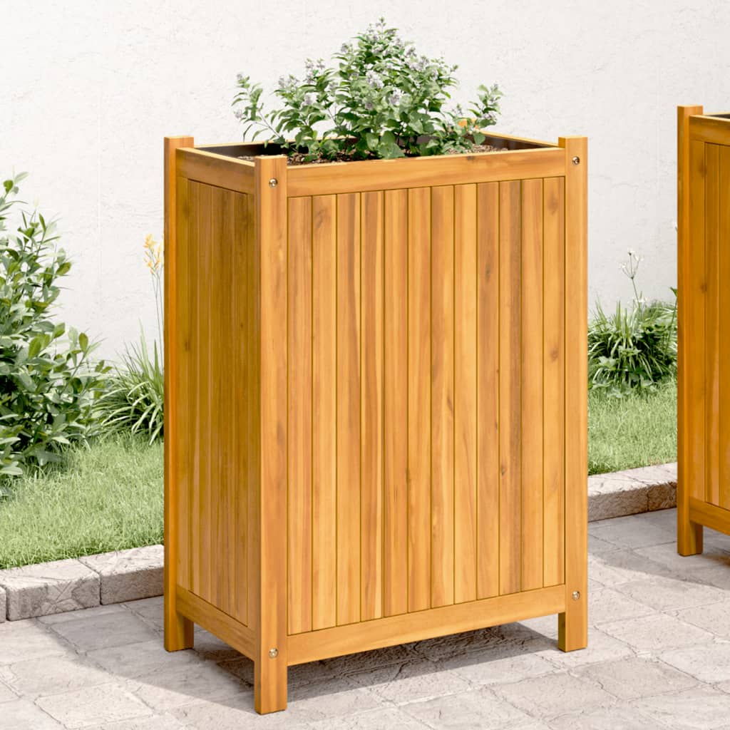 Plantenbak met voering 31x31x75 cm massief acaciahout is nu te koop bij PeponiXL, paradijselijk wonen!