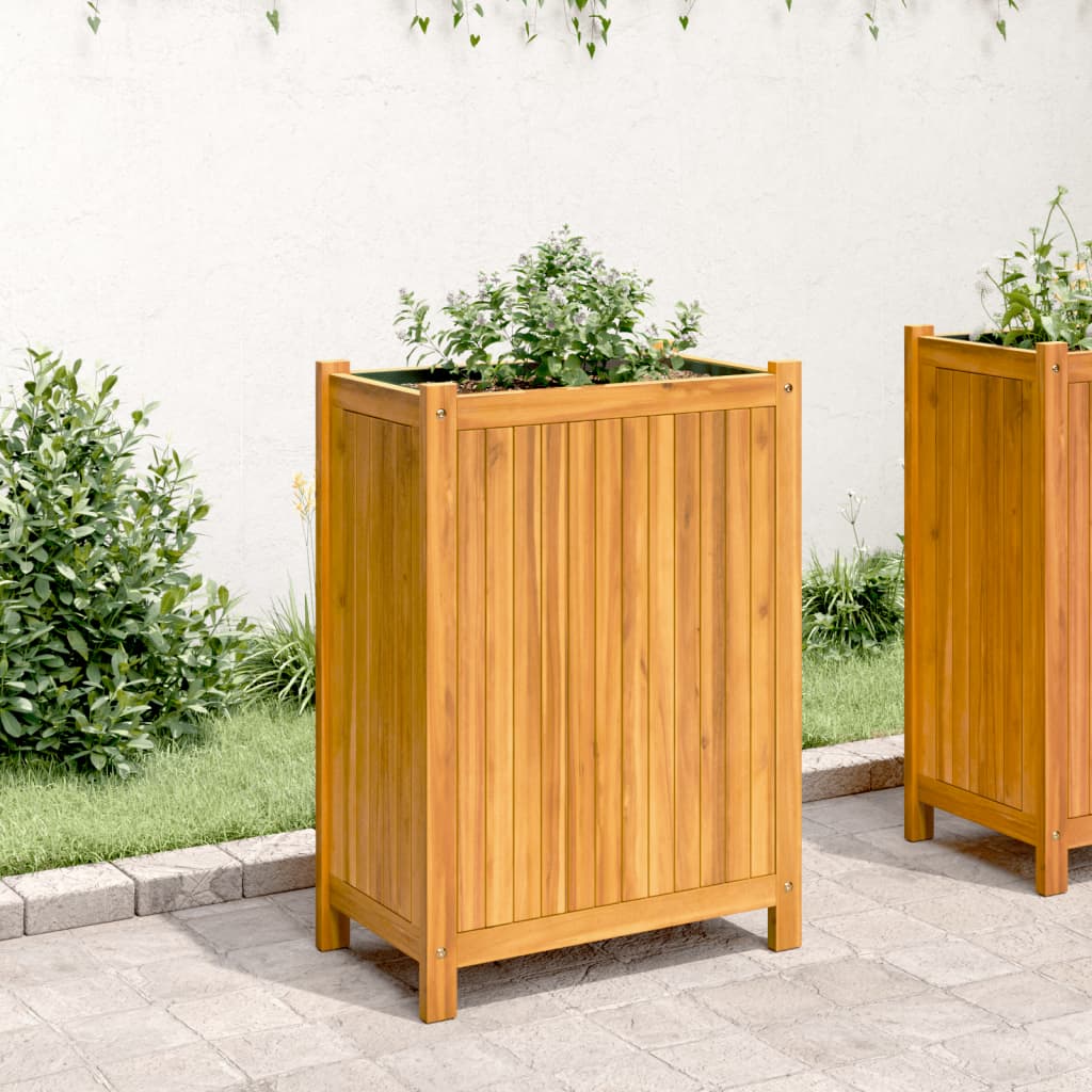 Plantenbak met voering 54x31x75 cm massief acaciahout is nu te koop bij PeponiXL, paradijselijk wonen!