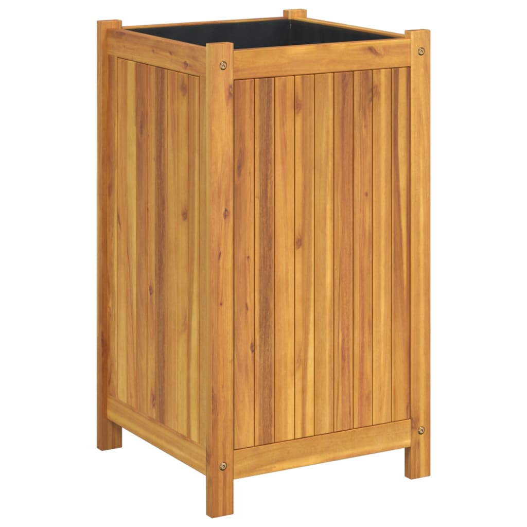 Plantenbak met voering 42x42x75 cm massief acaciahout is nu te koop bij PeponiXL, paradijselijk wonen!