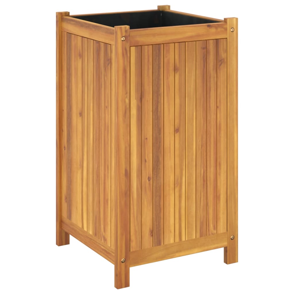 Plantenbak met voering 42x42x75 cm massief acaciahout is nu te koop bij PeponiXL, paradijselijk wonen!