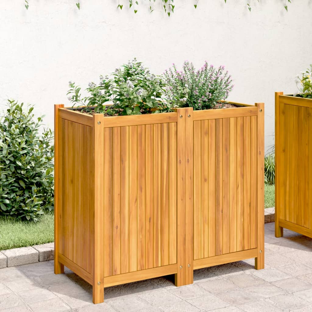 Plantenbak met voering 84x42x75 cm massief acaciahout is nu te koop bij PeponiXL, paradijselijk wonen!