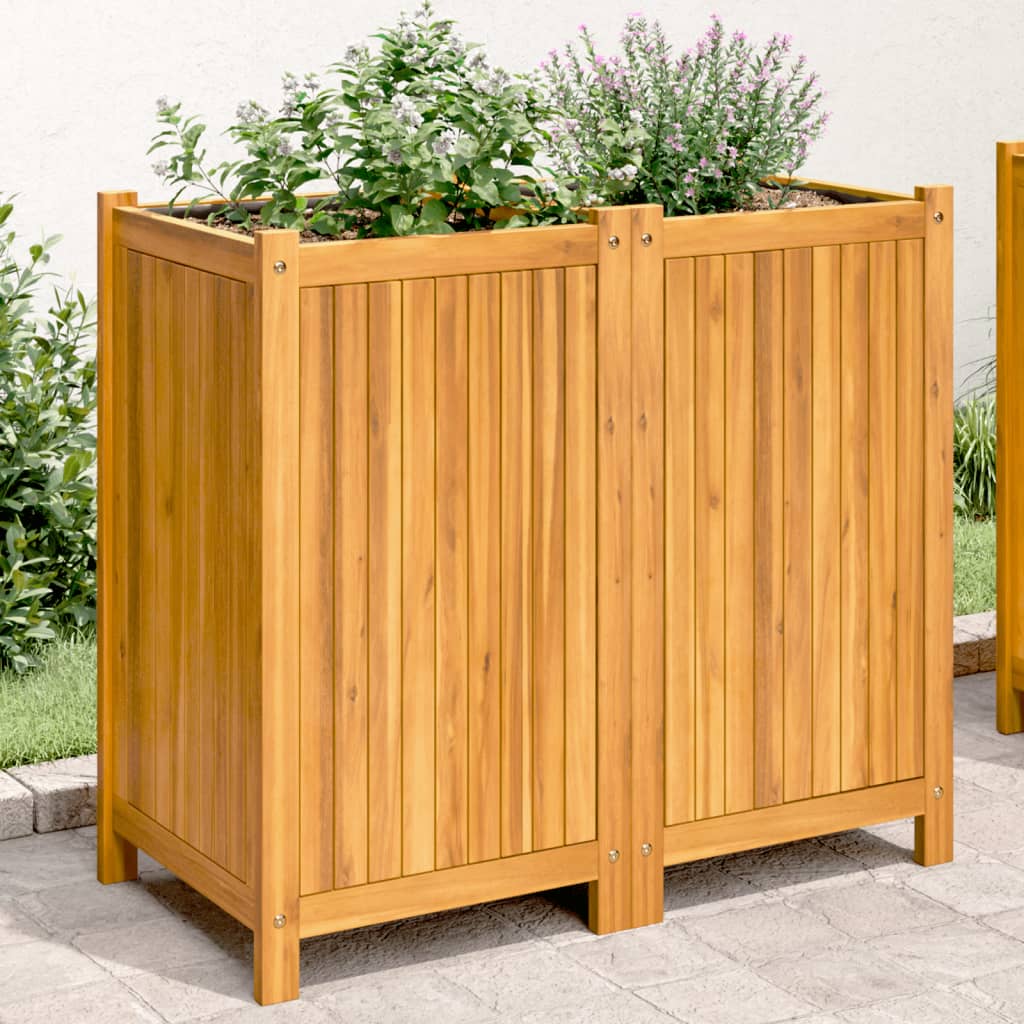 Plantenbak met voering 84x42x75 cm massief acaciahout is nu te koop bij PeponiXL, paradijselijk wonen!