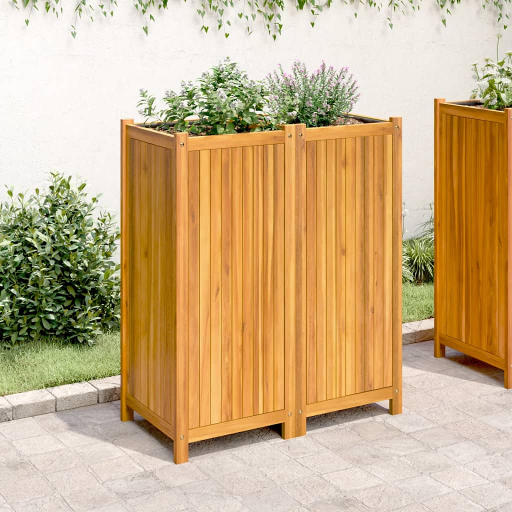 Plantenbak met voering 84x42x100 cm massief acaciahout is nu te koop bij PeponiXL, paradijselijk wonen!