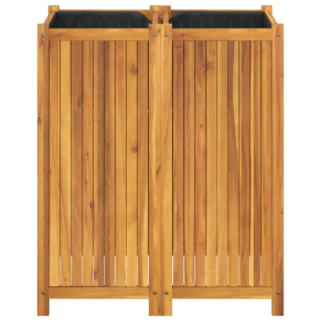Plantenbak met voering 84x42x100 cm massief acaciahout is nu te koop bij PeponiXL, paradijselijk wonen!