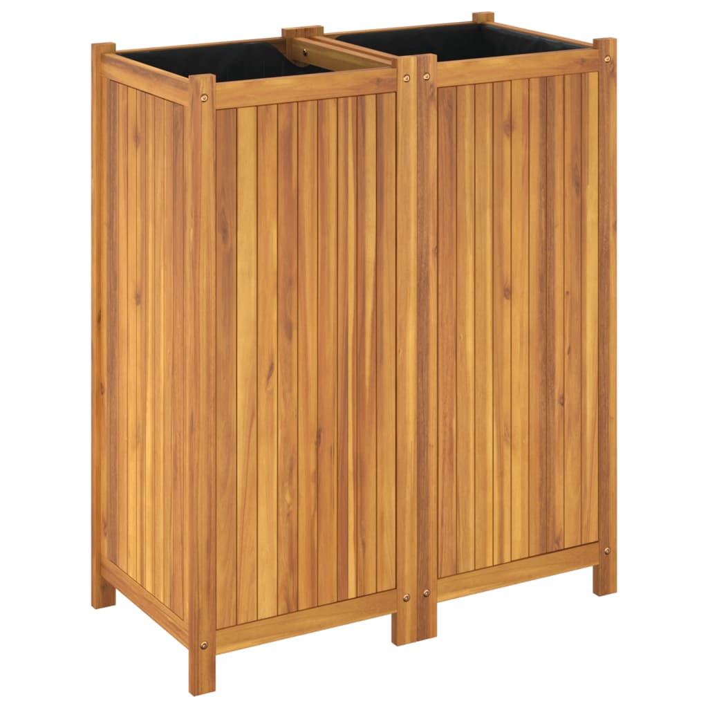 Plantenbak met voering 84x42x100 cm massief acaciahout is nu te koop bij PeponiXL, paradijselijk wonen!