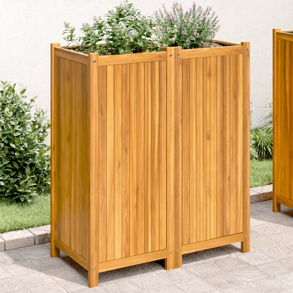 Plantenbak met voering 84x42x100 cm massief acaciahout is nu te koop bij PeponiXL, paradijselijk wonen!