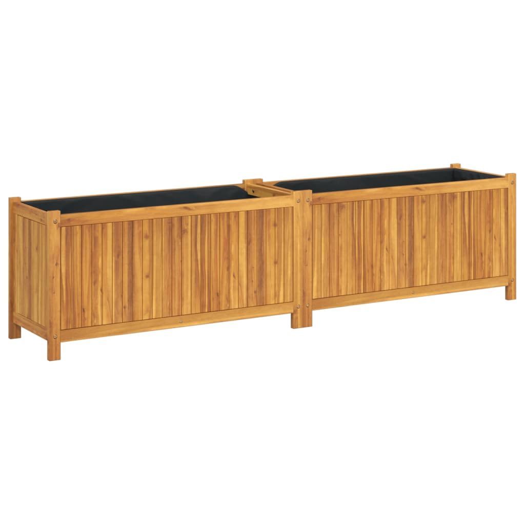 Plantenbak met voering 199x38,5x50 cm massief acaciahout is nu te koop bij PeponiXL, paradijselijk wonen!