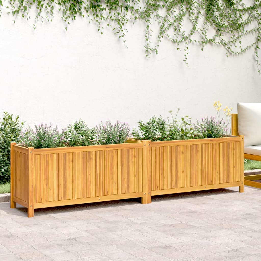 Plantenbak met voering 199x38,5x50 cm massief acaciahout is nu te koop bij PeponiXL, paradijselijk wonen!