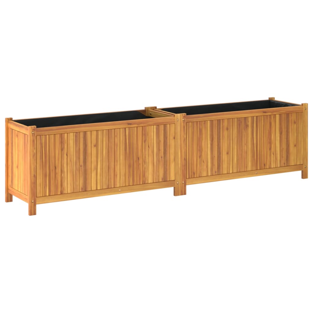 Plantenbak met voering 199x38,5x50 cm massief acaciahout is nu te koop bij PeponiXL, paradijselijk wonen!